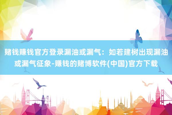 赌钱赚钱官方登录漏油或漏气：如若建树出现漏油或漏气征象-赚钱的赌博软件(中国)官方下载